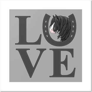 Black and White Gypsy Vanner Draft Horse LOVE Posters and Art